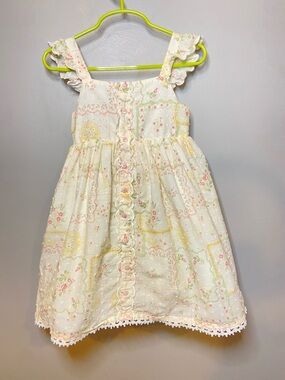 Cupcakes and Cashmere Girls Floral Smocked Dress — Cream Pastel 4T Flutter Strap